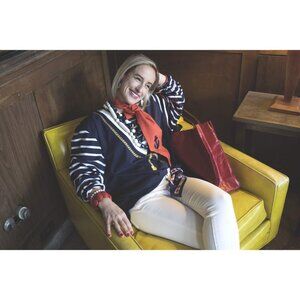 Vintage Long Red Anchor Tie Scarf Accessory